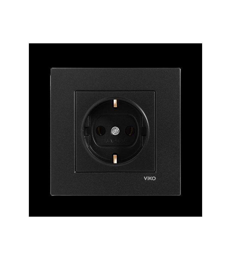 Механизм-розетка VIKO Novella Fume черный полированный