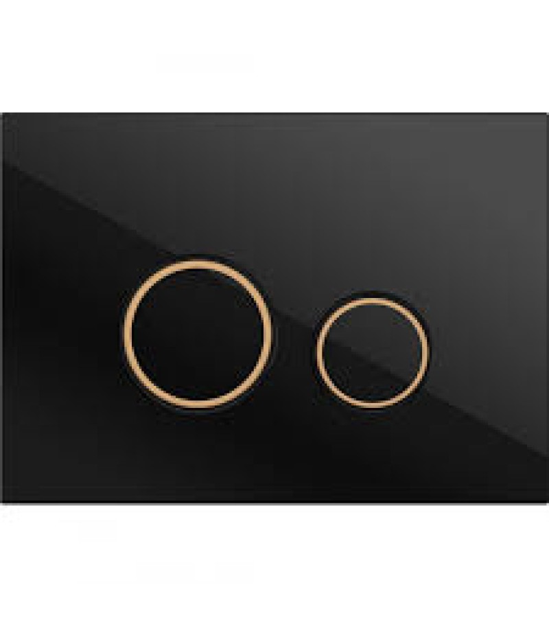 Installation button TWINS black, matte, with a golden frame. CERSANIT