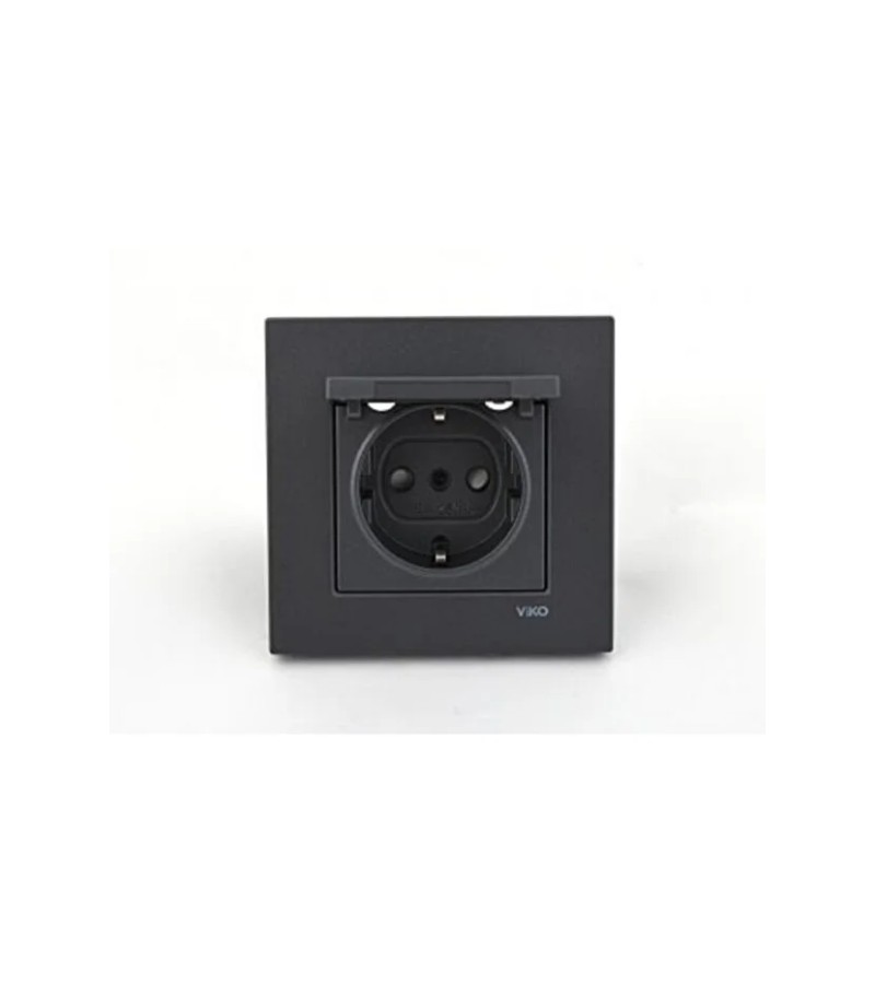 Розетка VIKO Novella Fume с черным колпачком