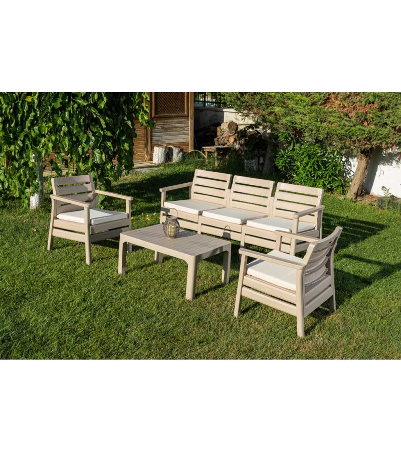 Outdoor table and chairs 3+1 (3 chairs; 1 table) SOLEMARE color. CREMA SENYAYLA