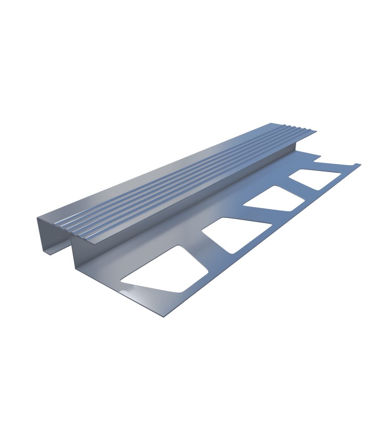 კიბის საფეხურის კანტი ალუმინის  25*25  გოფრირებული  1120   2,7მ  პრიალა   მწარ.  PROPLAST 