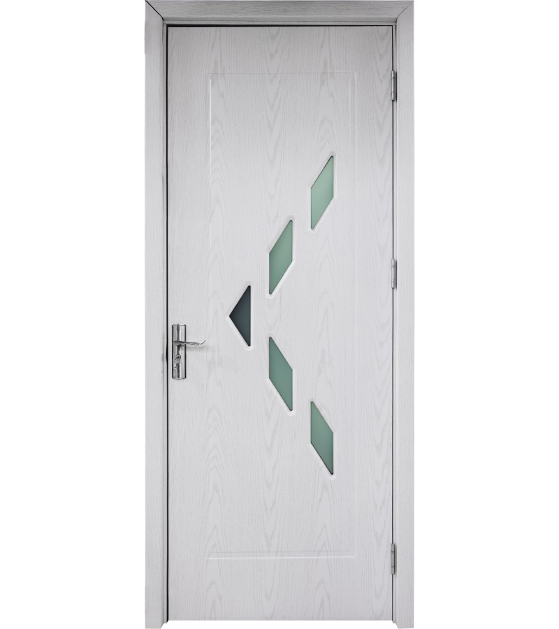 Дверь со стеклом КМ-138 размер 215*75*4 цвет Дуб Белый (КС-002)