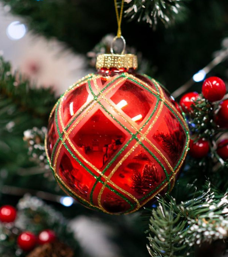 Стеклянный новогодний шар-игрушка 9 см HTSD-2305092