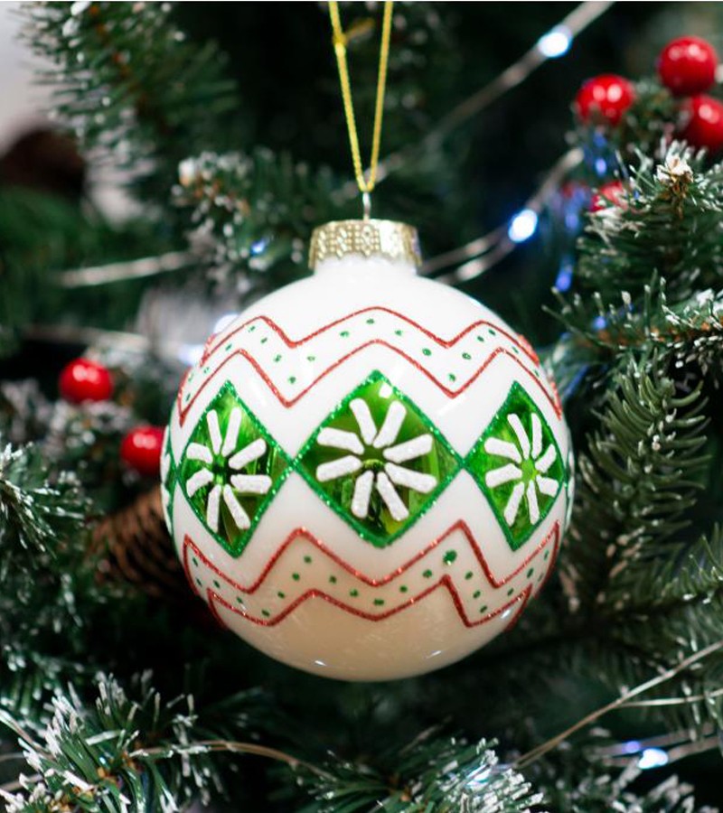 Стеклянный новогодний шар-игрушка 10 см HTSD-2305087