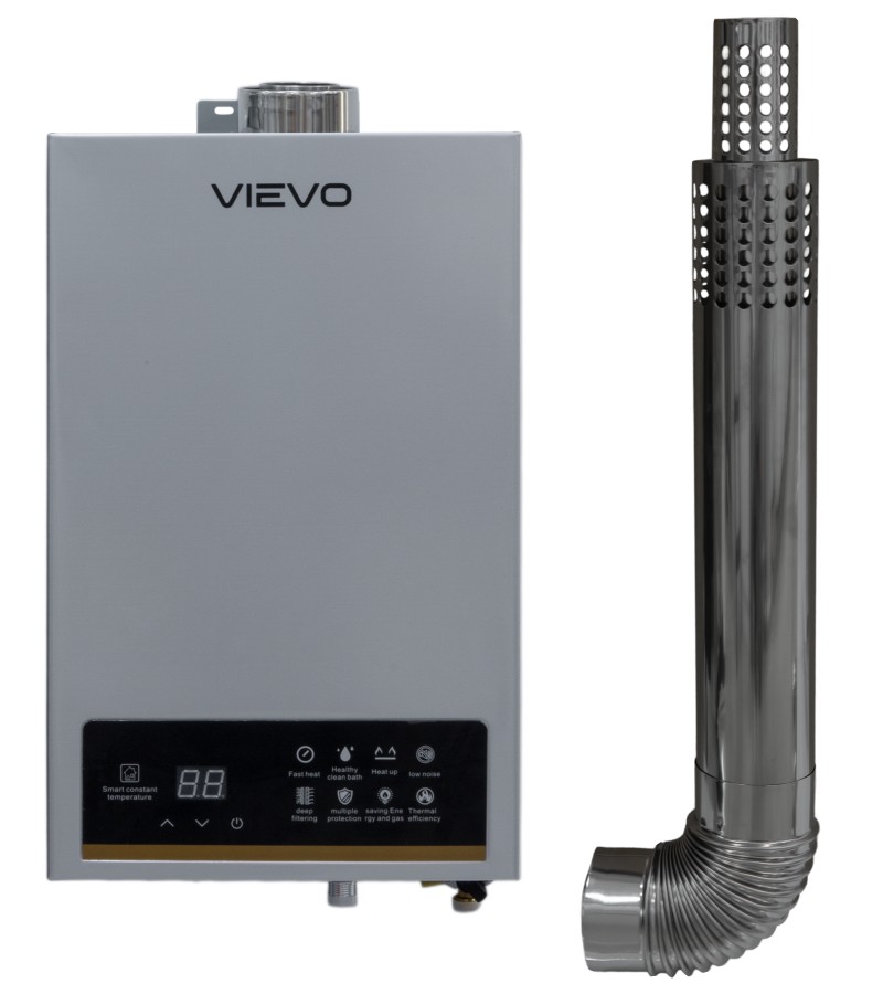 გაზის წყალგამცხელებელი   OX-JSG-007F 12ლტ. ( თეთრი ) + მილი   მწარ. VIEVO