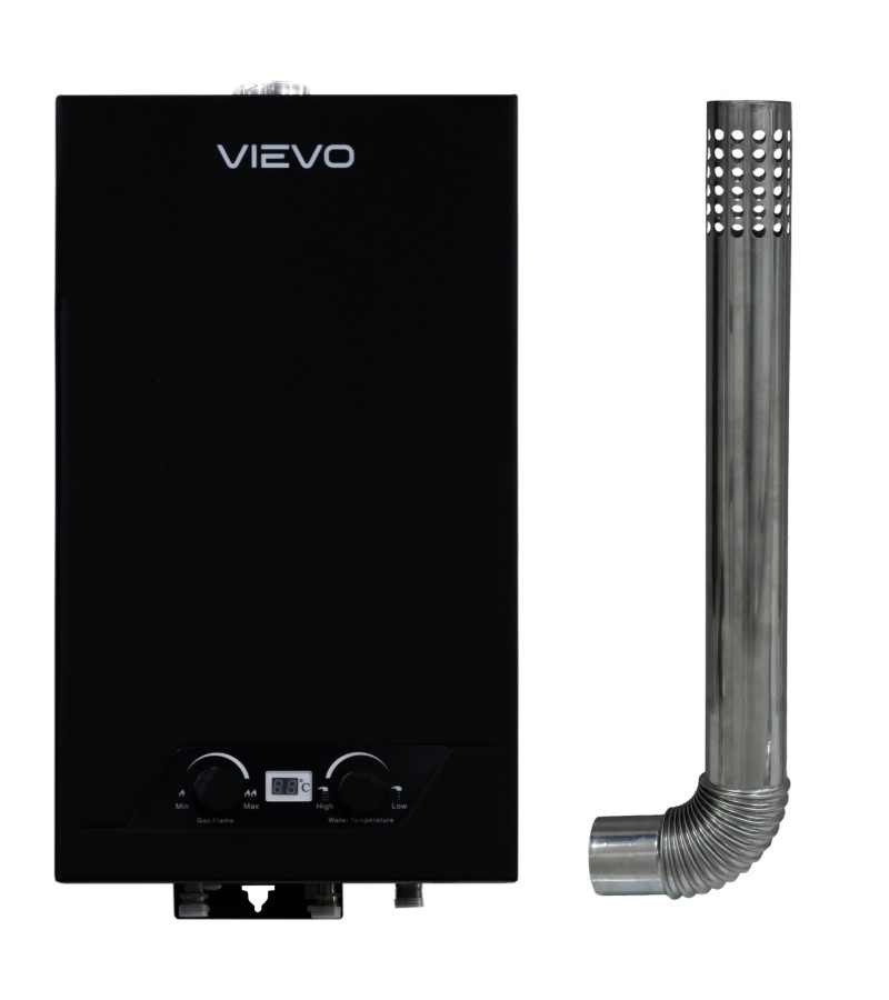 გაზის წყალგამცხელებელი   OX-JSQ-003F  12ლტ. Turbo Type ( შავი ) + მილი  მწარ. VIEVO