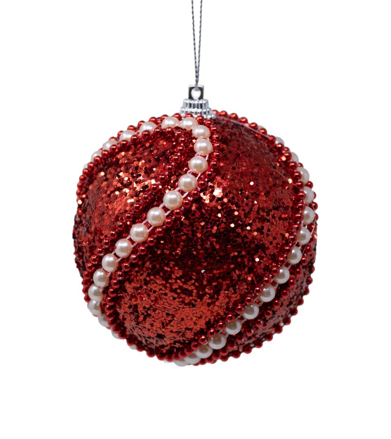 Новогодняя игрушка-шар 2 шт 10 см LILI24-A3-32249R+W10