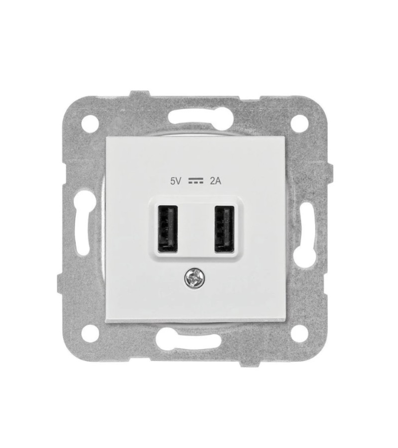 როზეტია მექანიძმი USB VIKO Karre 5V-2A  #90967101  დამიწებით თეთრი