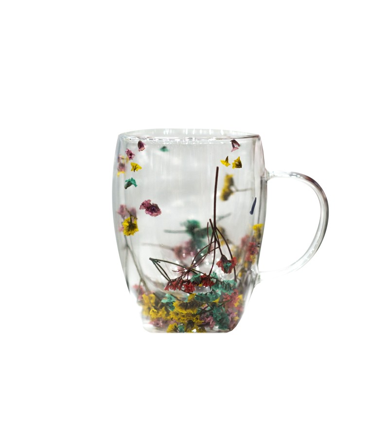 მინის ჭიქა DKBL-59-350 ფერადი ყვავილებით