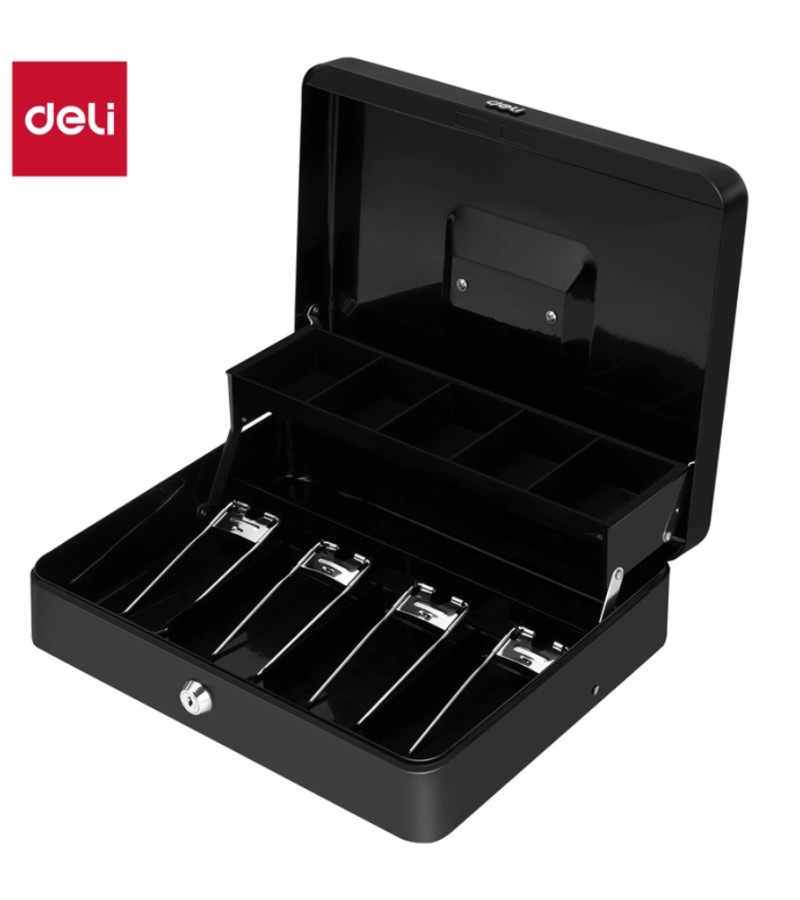 სალაროს მეტალის უჯრა შავი  H90*W300*D240  T509   მწარ.  deli 