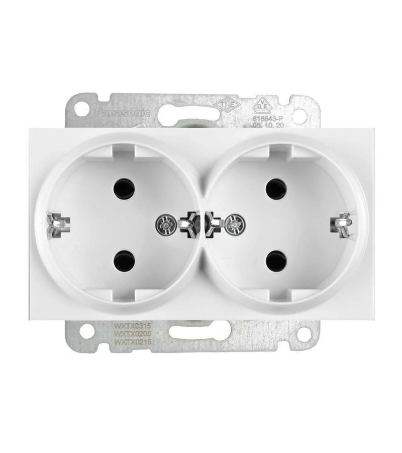 როზეტის  მექანიზმი 2-ნი  დამიწებით  KARRE  PLUS 55  თეთრი  WDTT02052WH-EU1  Panasonic