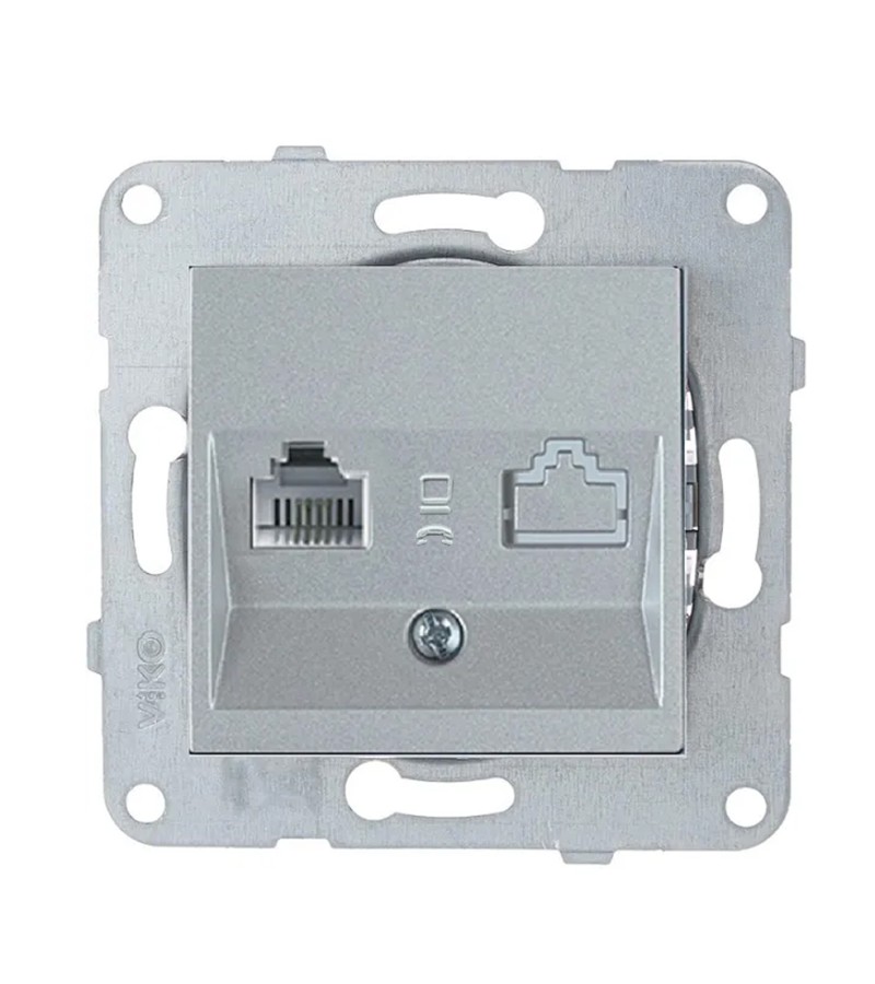 როზეტის  მექანიზმი  კომპიუტერი + ტელეფონი  KARRE  PLUS 55  ვერცხლისფერი  WDTT04282SL-EU1 Panasonic