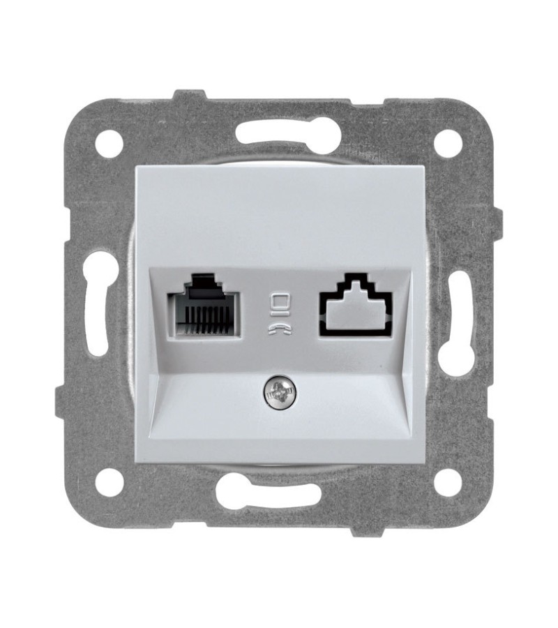 როზეტის  მექანიზმი  კომპიუტერი + ტელეფონი   KARRE  PLUS 55  თეთრი  WDTT04282WH-EU1  Panasonic