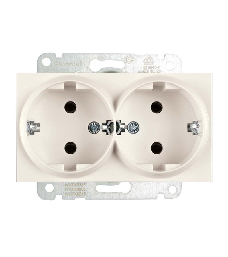 როზეტის  მექანიზმი 2-ნი  დამიწებით  KARRE  PLUS 55  კრემი  WDTT02052BG-EU1   Panasonic