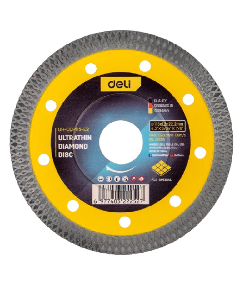 ლითონის საჭრელი დისკი  (კერამიკული ფილის)   115*1.2*22.2 mm  DH-CQP115-E2    მწარ.  deli 