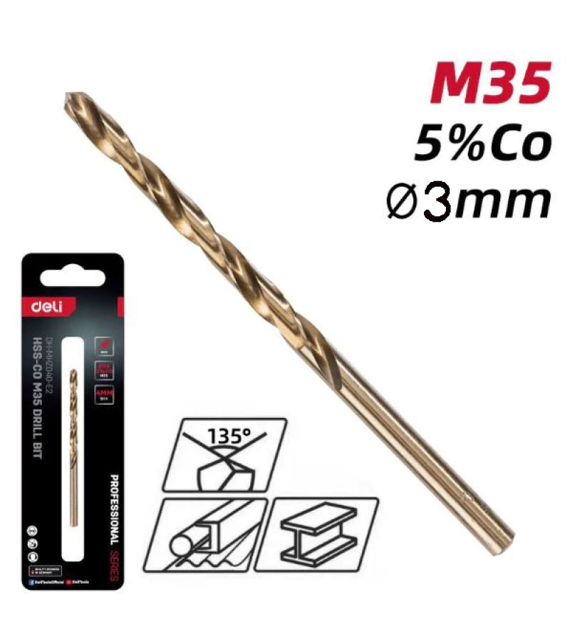 Сверло HSS-Co M35 3 мм #DH-MHZ030-E2 d e l i