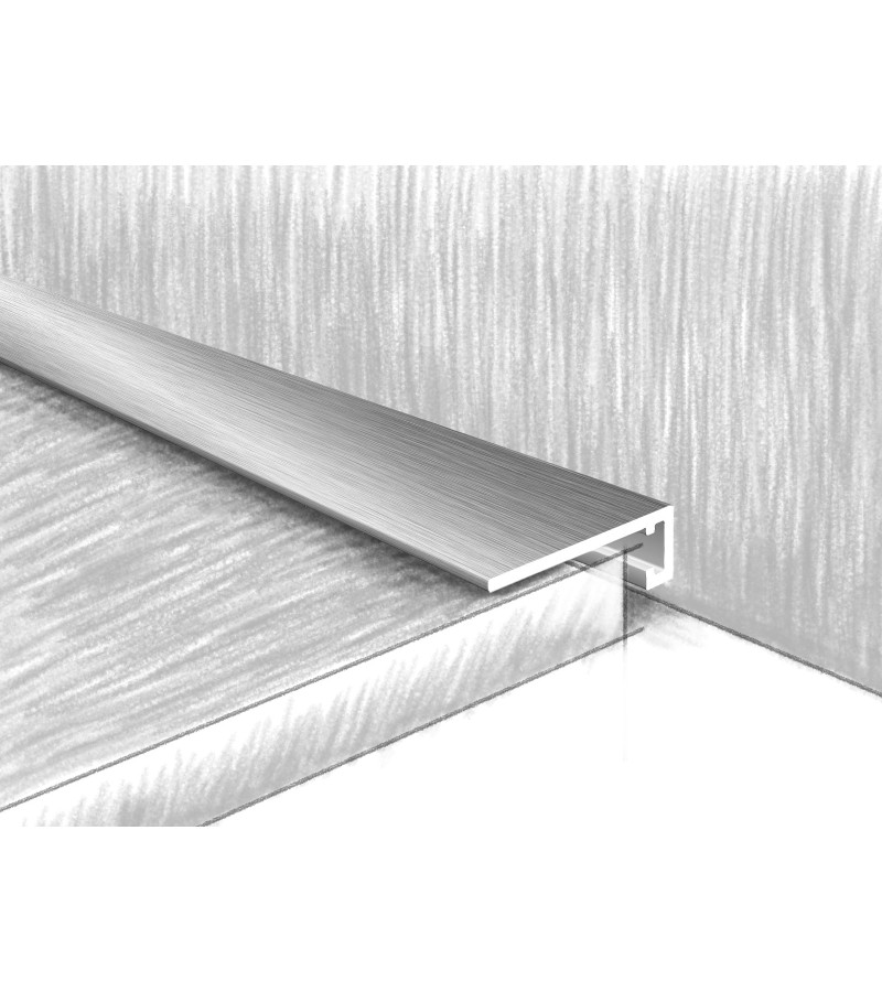 Aluminum micro-plinth 18 mm МС18-801Е 2,4 m СЕРЕБРО ГЛЯНЦЕВОЕ Мр.  KTM
