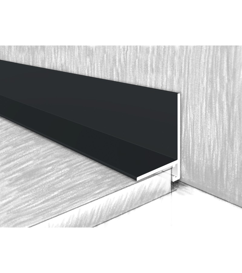 Aluminum microplinth 16-20mm МС1620-311Е 2,4m ЧЕРНЫЙ СОФТ black.  KTM