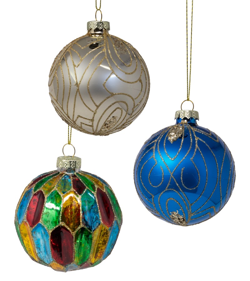 მინის საახალწლო სათამაშო  3ც  (SLSD-2522)  #22  ზომა: 8სმ