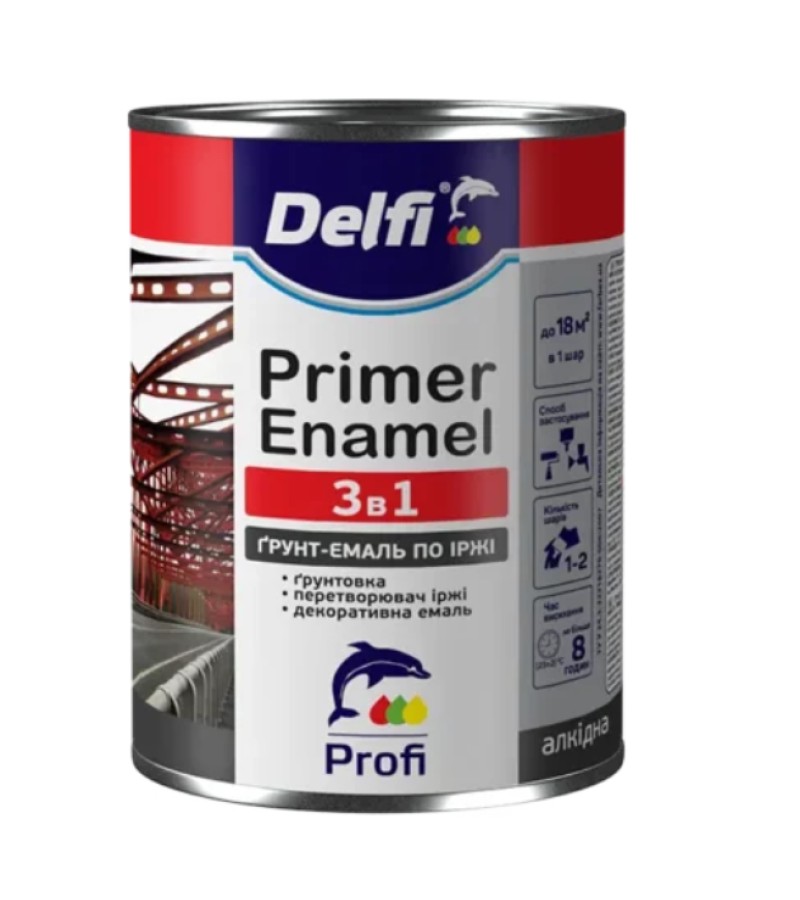 გრუნტ-ემალი ანტიკოროზიული  3/1-ში  Delfi  серая  2.8კგ.
