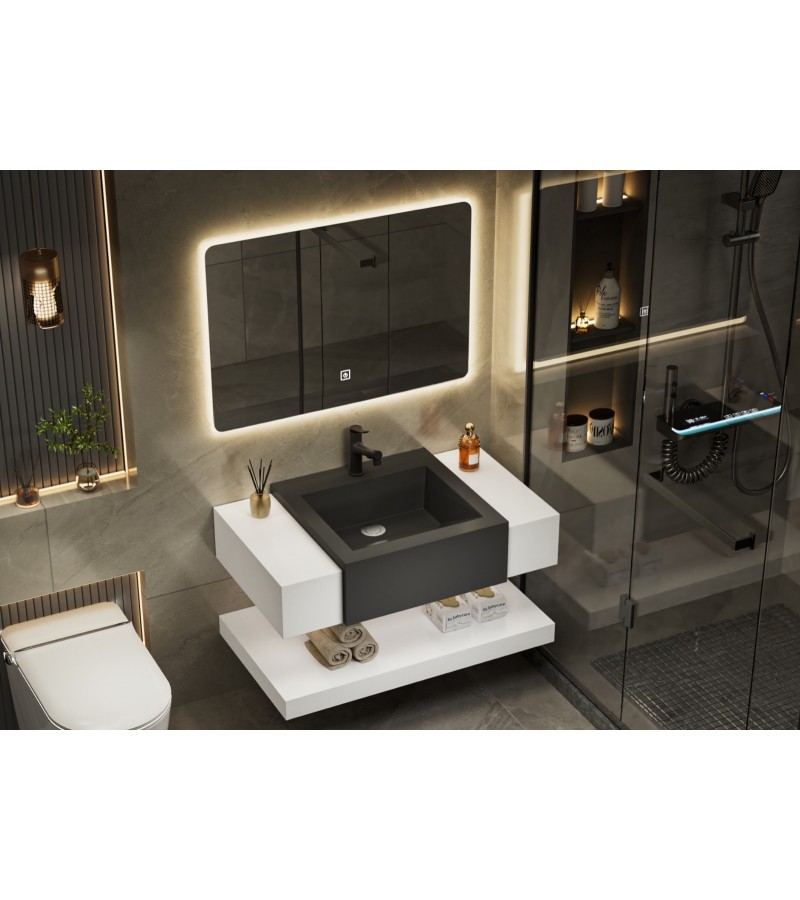 ხელსაბანი მონობლოკი  SPYB-100  ფერი. white/black  ზომა. 100*50*20 / 100*50*8 სმ