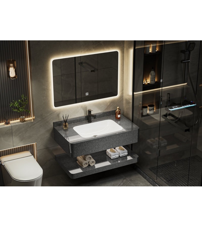 ხელსაბანი მონობლოკი  TTYB2-60  ფერი. Anthracite Grey  ზომა. 60*50*15 / 60*50*8 სმ