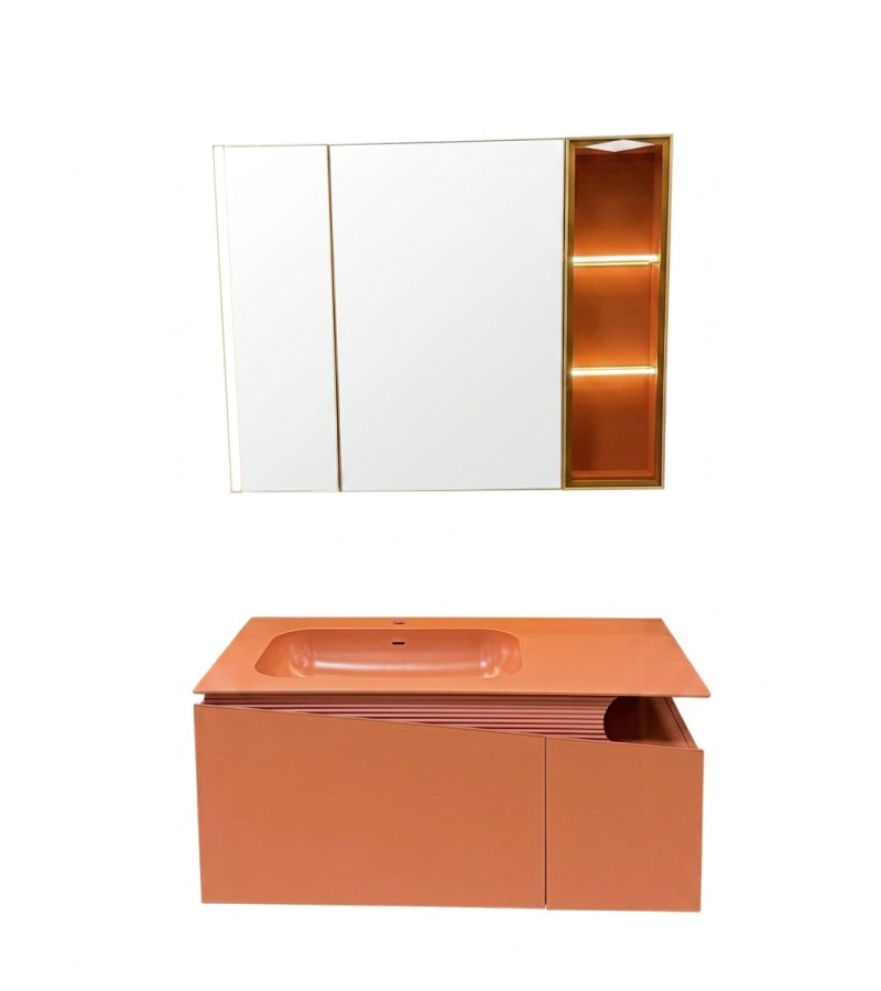 სააბაზანო ავეჯი სარკით  100 სმ   1077-100   მწარ. GDOSTON